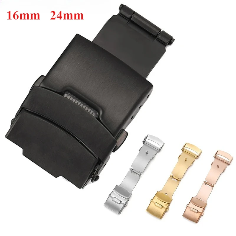 316L Solid Stainless Steel Buckle 16mm  24mm Seiko Clasp Double Lock Button Luxury Buckle Metal Watch Accessories with Tools