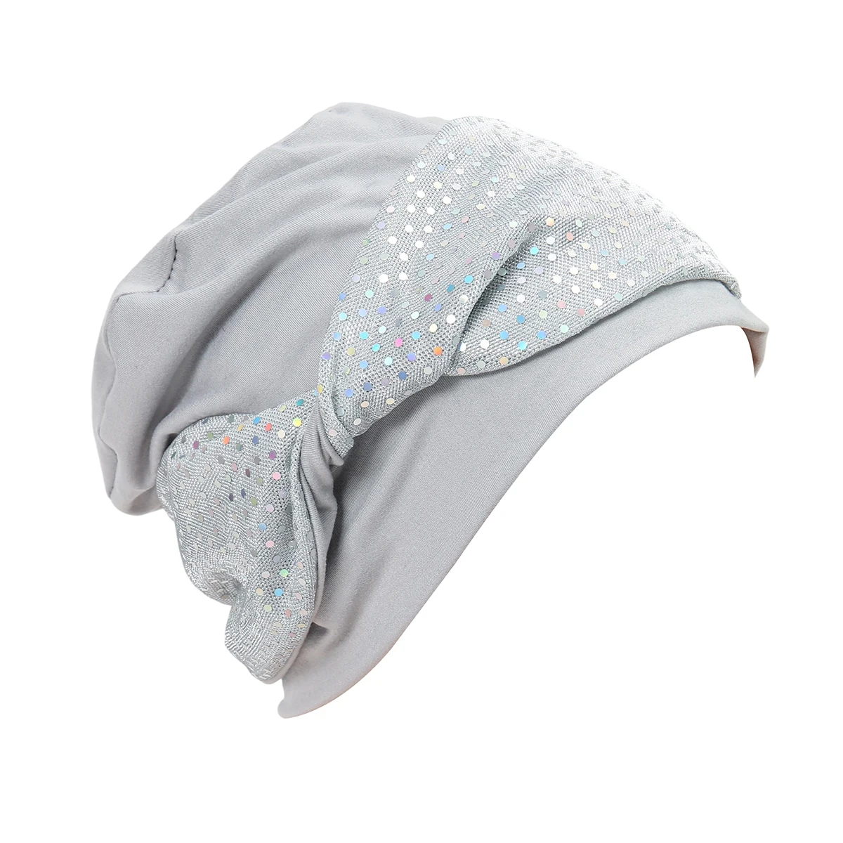 Turbantes de Moda com Lantejoulas em Cores Sólidas, Chapéus Hijab, Lenços de Cabeça, Chapéus de Cabeça Macios e Elásticos, Lenços Muçulmanos, Toucas para Quimioterapia para Mulheres e Meninas