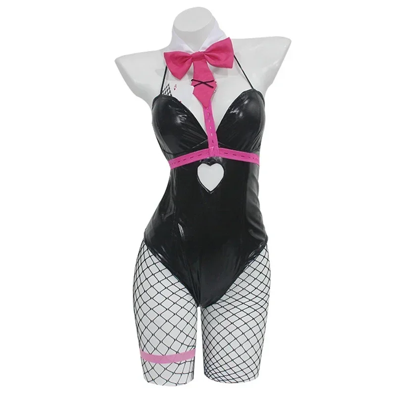 Anime Vtuber Miku Rabbit Hole Cosplay Costume Adult Women Girls Leather Jumpsuit Sexy Bunny Girl Bodysuit Halloween Outfit