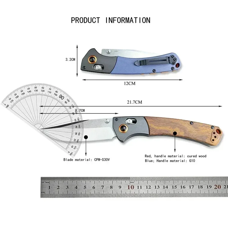 BM 15080 Folding Knife S30V Blade Wooden / G10 Handle Pocket Outdoor Camping Tactical High Hardness Survival Utility Knives Tool