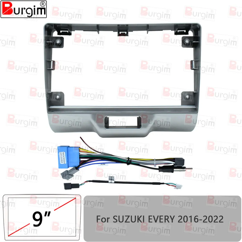 Car Radio Fascias Frame For SUZUKI EVERY 2016-2022 9 inch 2DIN Stereo Panel Wiring Harness Connector Power Cord Cable Adapter