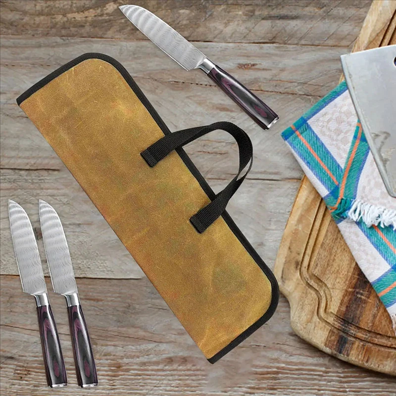 

Portable Camping Kitchen Knife Bag Professional Cooking Work Chef Knife Storage Pocket Damascus Fish Raw Meat Knife Carry Case