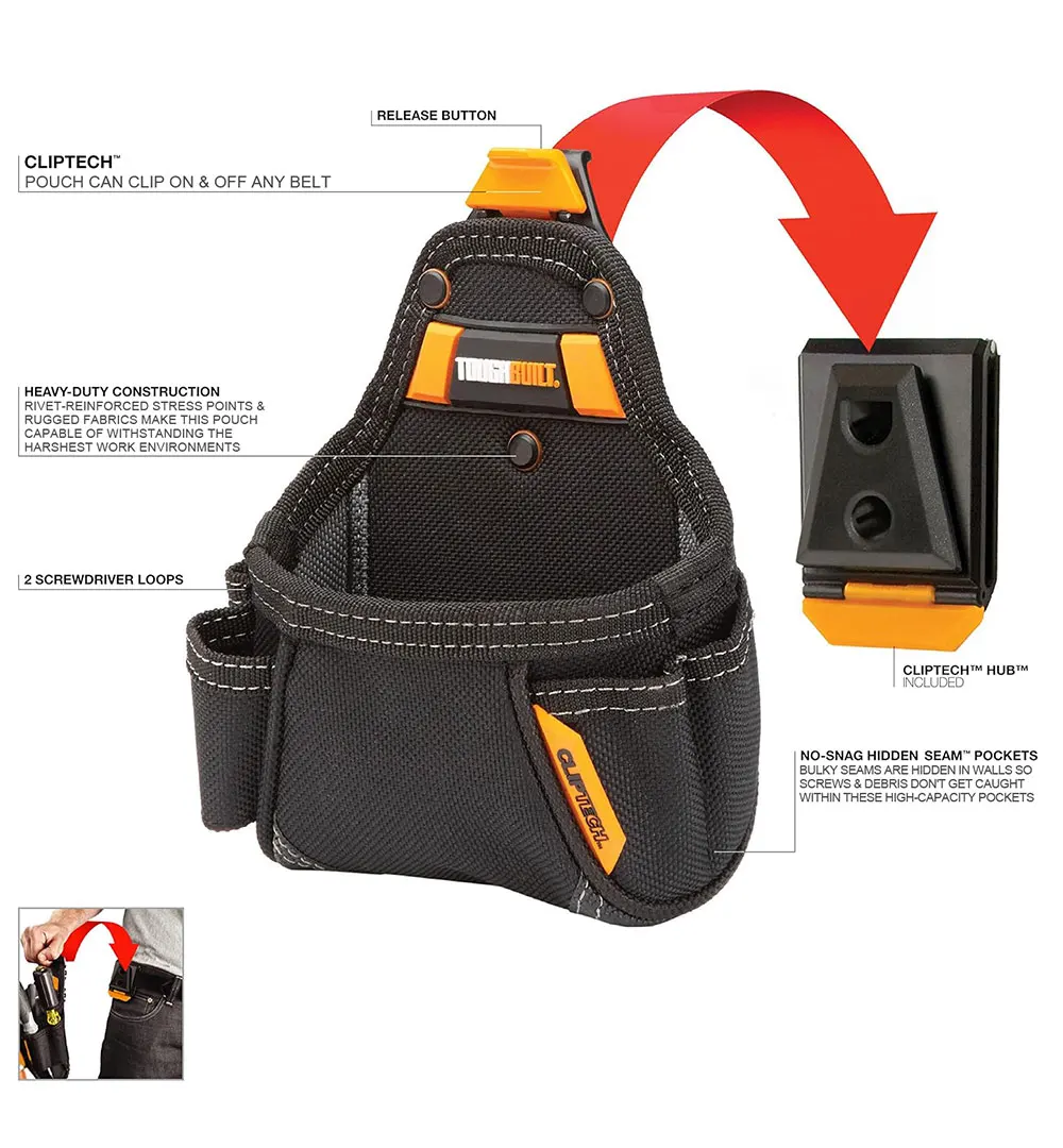 Toughbuilt TB-CT-25 ClipTech Maßbandtasche, 6-lagiger, langlebiger Werkzeug-Organizer für Tischler, Elektriker, Baustelle – Detail 3