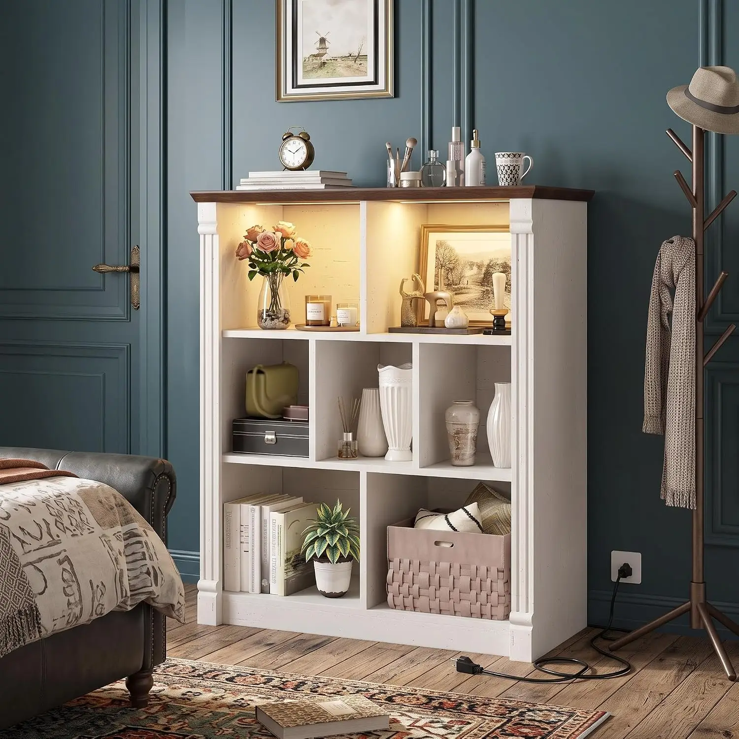 7 Cube Storage Organizer Shelf With LED Lighting For Bedroom Living Room, Customized