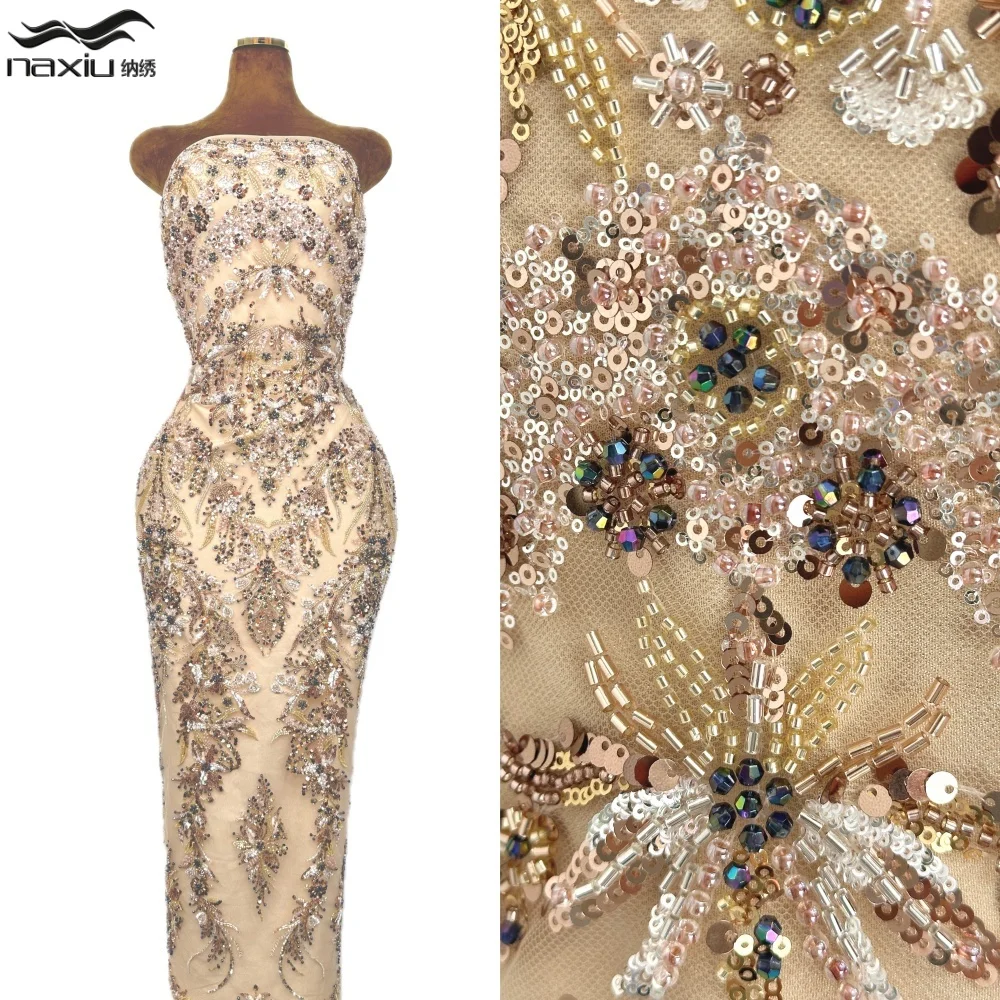 

Madison Luxury Beads Sequins Mesh Lace Fabrics Lace Nigerian African 2026 French Heavy Beaded Net Lace for Women Evening Dress