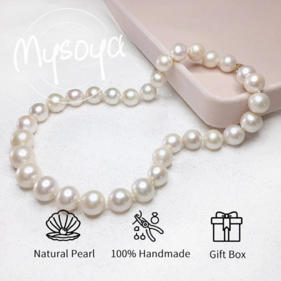 

MYSOYA 12-14 мм большое натуральное красочное жемчужное ожерелье Эдисона для женщин и мужчин, подарочная коробка, подарок на день рождения, свадьбу, годовщину, ювелирное изделие