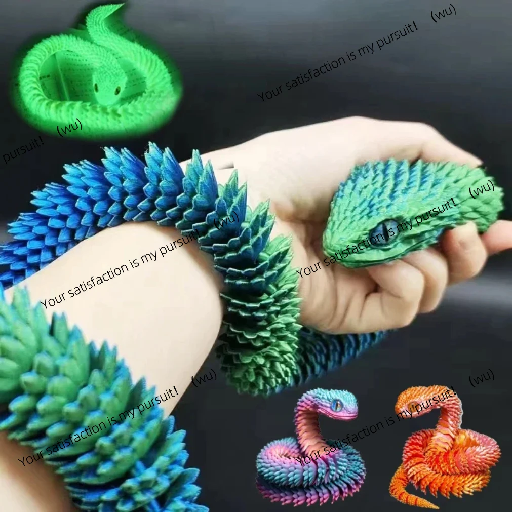 ZOCI-3D Printed Snake Movable Joint Figurine Simulation Snake Office Desktop Ornament  Crafts Figurines Miniatures
