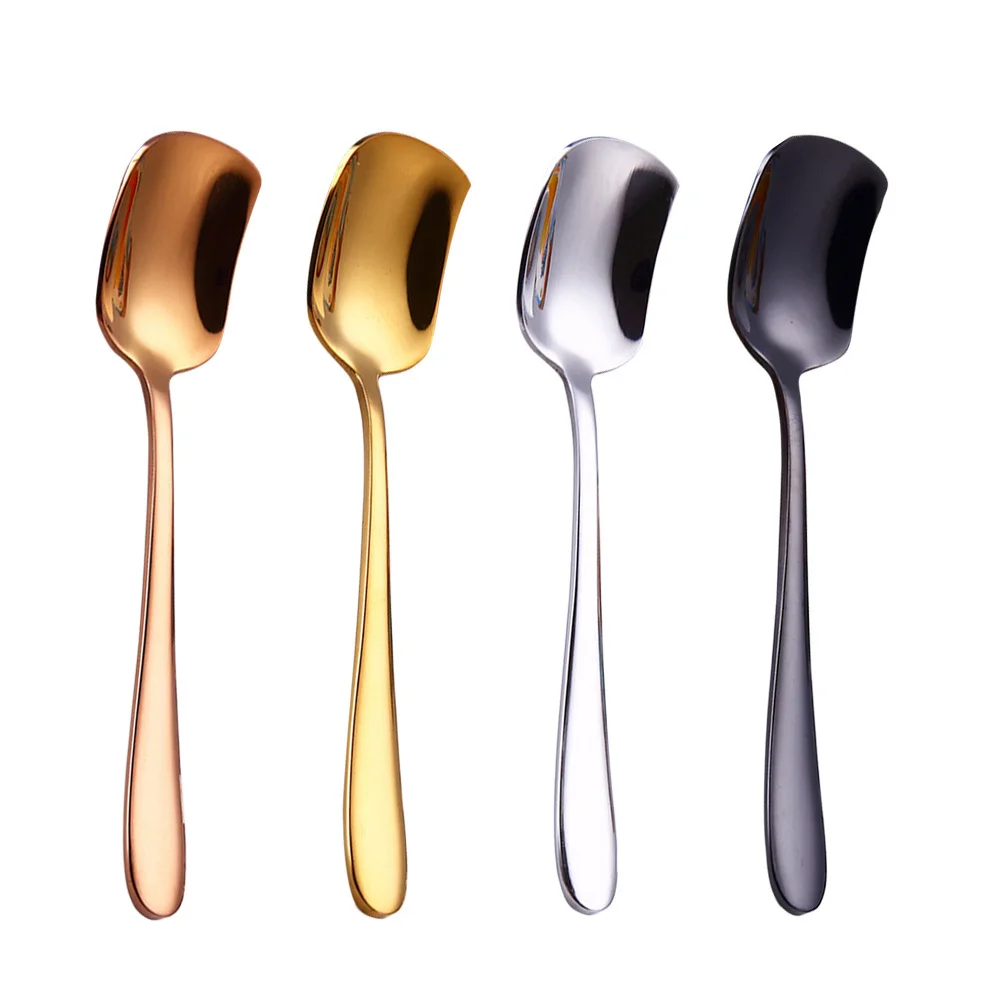 

4pcs Stainless Steel Ice Cream Spoon Dessert Spoon For Coffee Tea Cake Sugar Kitchen Bar Party Use Mixing Spoons