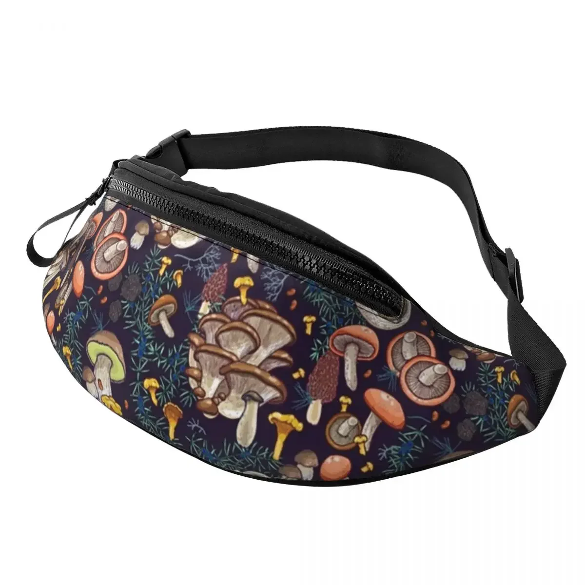 

Dark Dream Forest Mushroom Fanny Pack Men Women Casual Crossbody Waist Bag for Camping Biking Phone Money Pouch