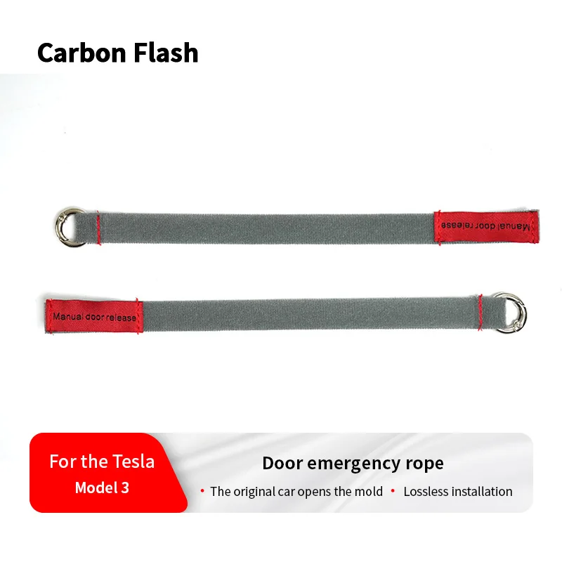 Suitable for Tesla Model 3/Y Emergency Door Handle Extension Manual Door Release Emergency Safety Pull Rope Pull Tab Button Gray