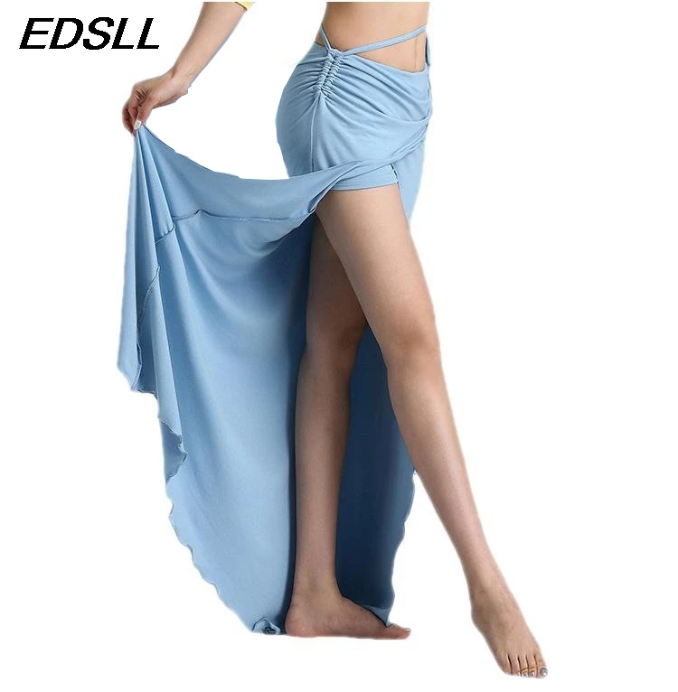 Costume de danse du ventre Sexy, jupe longue taille haute, fente latérale, Slim, vêtements d'entraînement, danse orientale indienne, jupe fendue Sexy