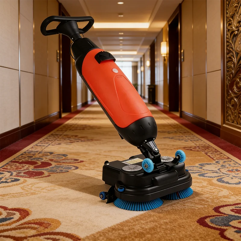Compact Automatic Floor Scrubber Walk Behind with Adjustable Water Flow for Tile Concrete and Epoxy Floors