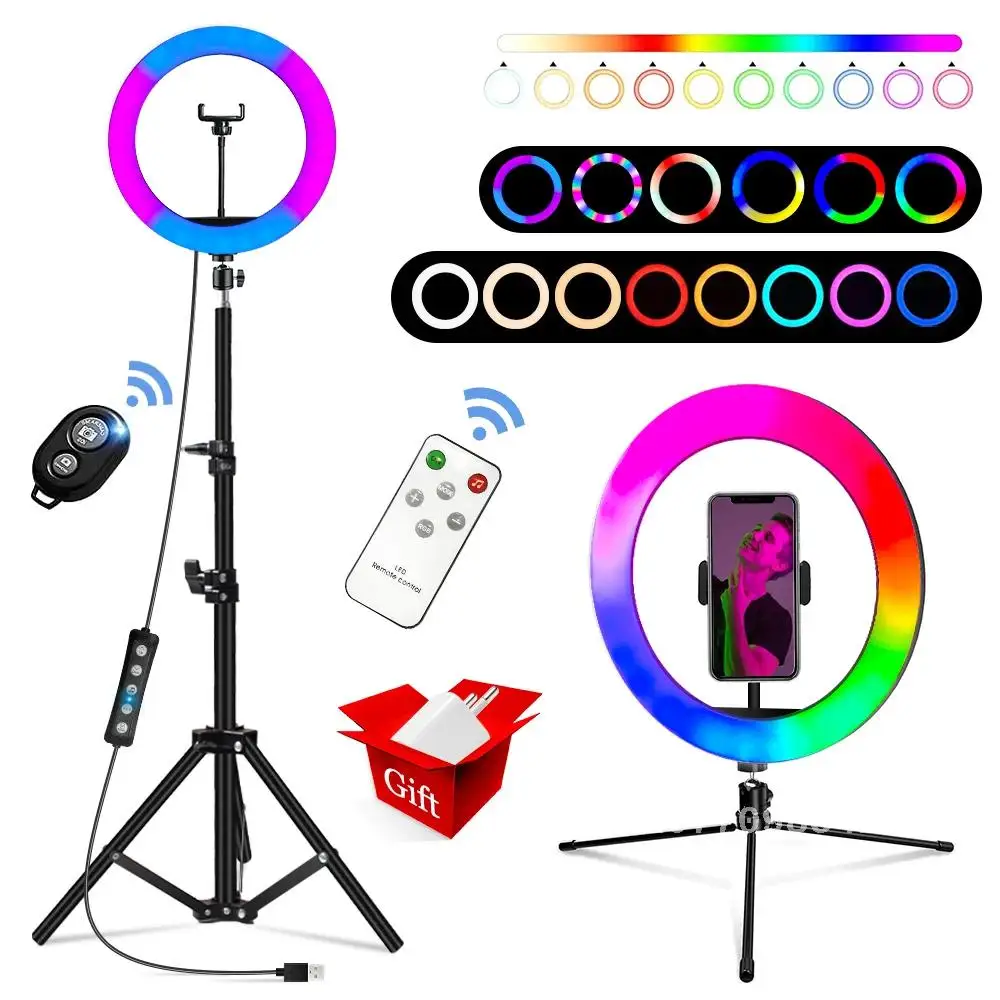 

Led Ring Light Photo Selfie Ring Light Ring with Tripod LED Lights Video Light Kit Round Ring Lamp for Streaming 45 Colors