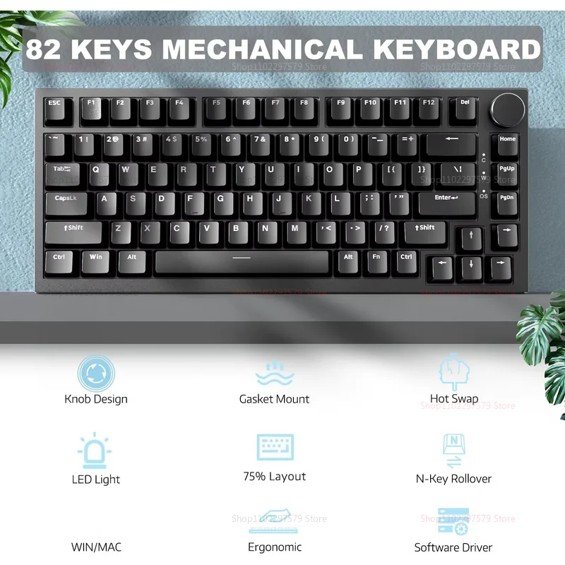 AK820 75% Mechanical Gaming Keyboard Bluetooth 51/24G Wireless Type-C Wired Hot Swappable RGB Backlit TFT Screen Gasket Mount