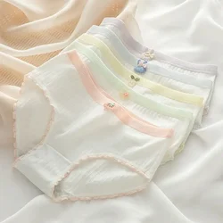 5PCS Cotton Girls Antibacterial Panties 3+y Young Children Underwears Kids Soft Cute Briefs Student Thin Breathable Knickers New