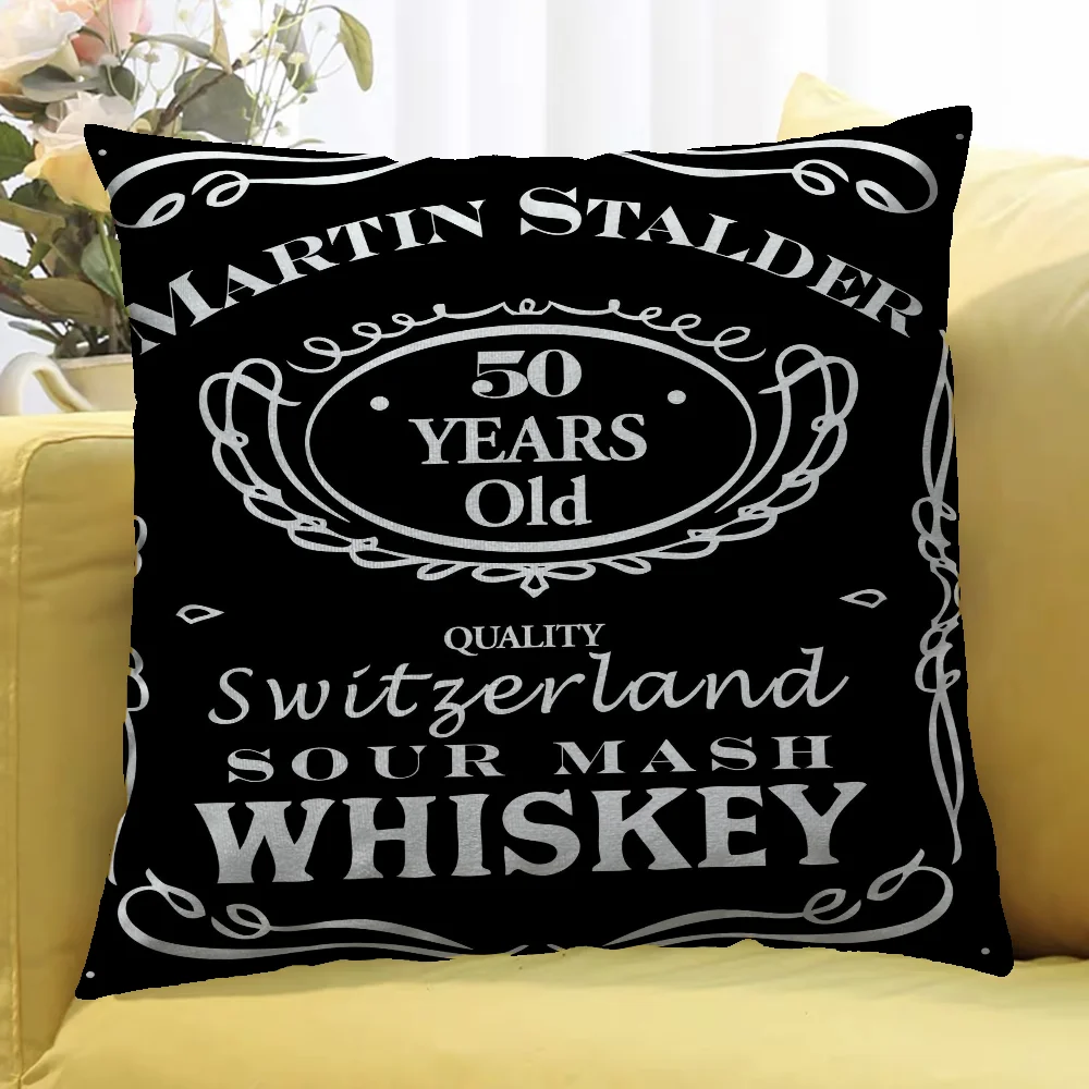 Luxury Cushion Cover 50x50 W-Whisky Jack Daniels Decorative Pillow Cover for Living Room Cushions Home Decor Pillow Cases 45x45