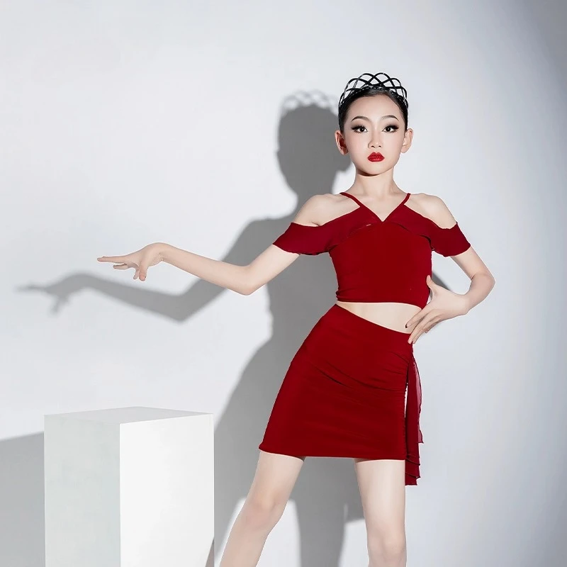 

Latin dance Children's clothing: girls' red dresses, for Cha-Cha, Rumba, Samba, and other Latin American dance costumes