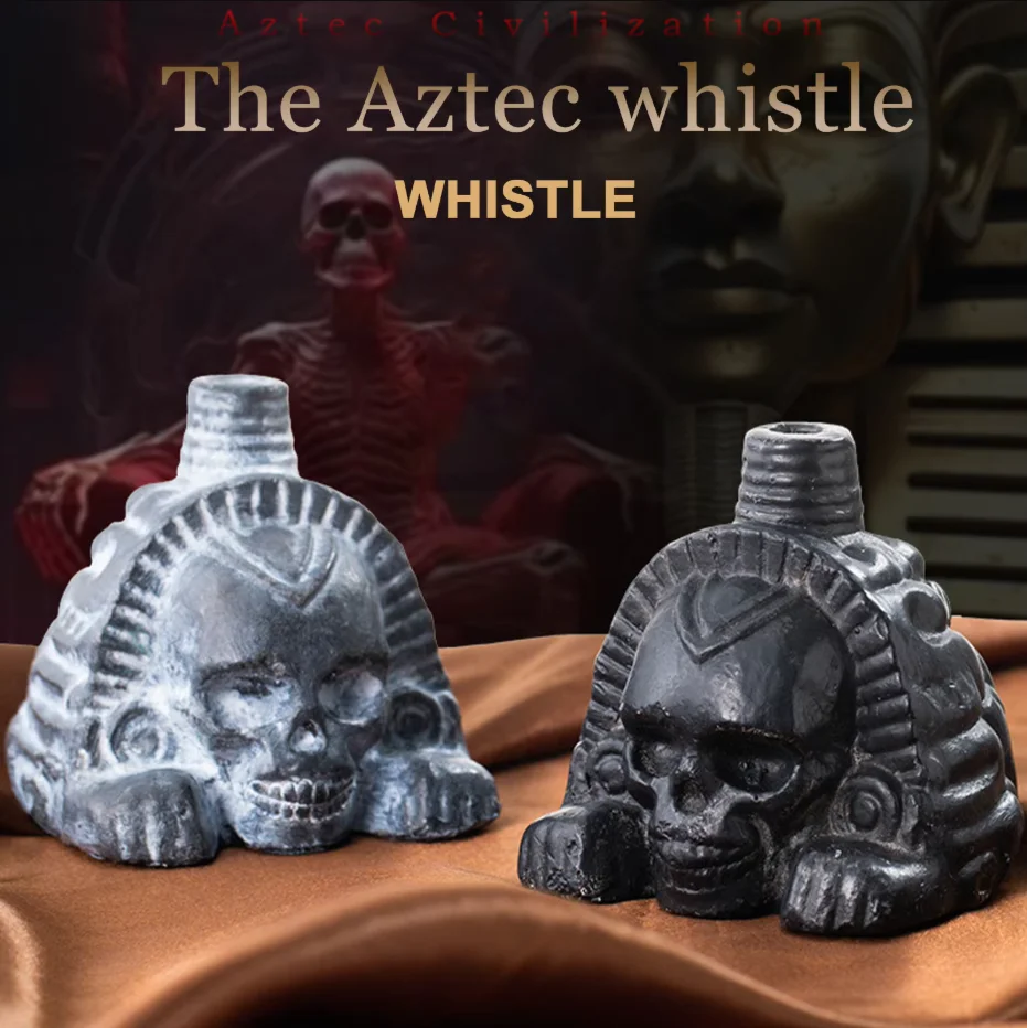 

Handcrafted Aztec Lion Body & Human Face Ceramic Whistle - Terrifying Real Sound, Intricate Design for Party Supplies & Pranks,