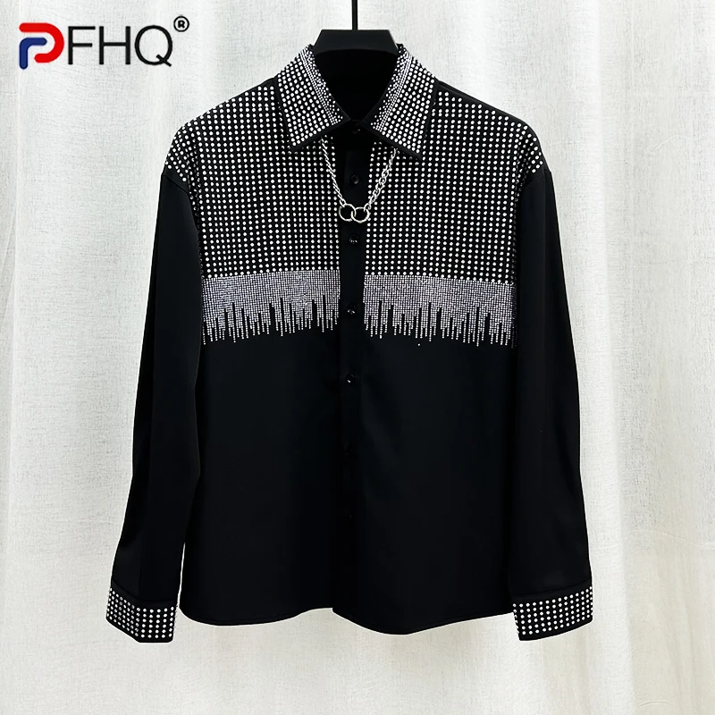 

PFHQ Hot Diamond Starry Shirts Men's Personality Comfortable Single Breasted Handsome Delicacy Light Luxury Tops Summer 21Z4118