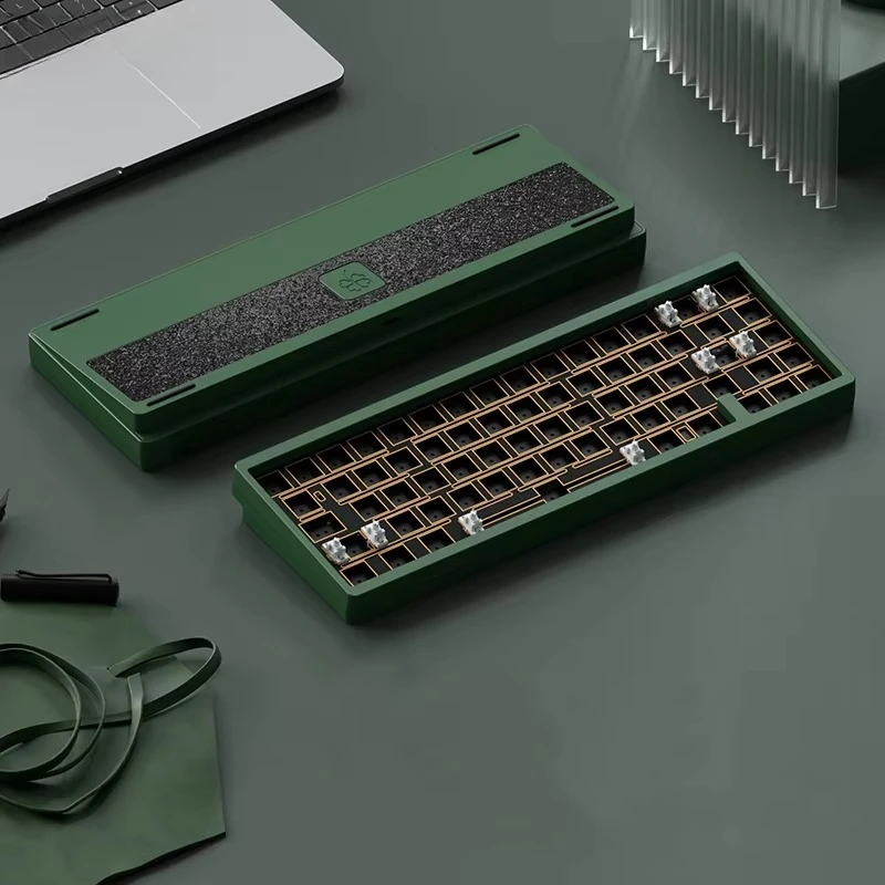 

Lucky65 V2 65% беспроводная трехрежимная полностью алюминиевая RGB горячая замена QMK VIA прокладка Diy алюминиевый комплект клавиатуры