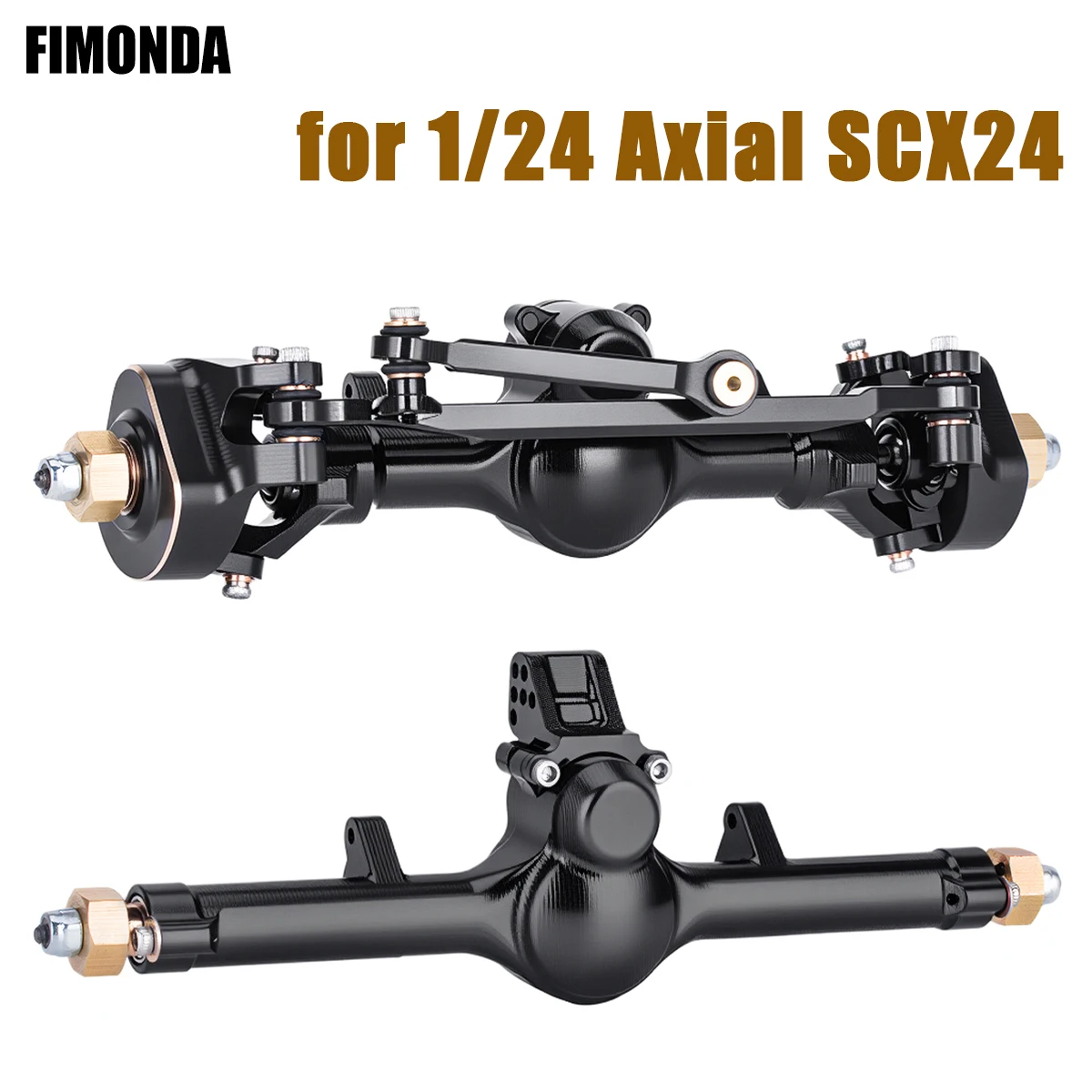 CNC-Machined Aluminum +4mm Extended Planet Axles with 3-Section ISO CVD & Brass Steering Knuckle for 1/24 Axial SCX24