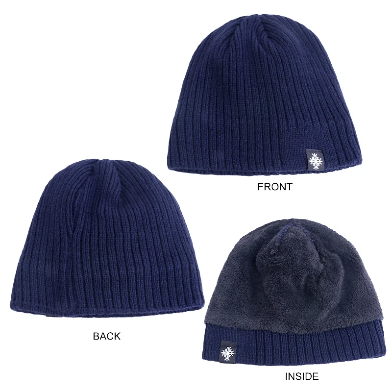 Unisexowe czapki zimowe z etykietą płatka śniegu, dziergane czapki dla mężczyzn i kobiet, czapki typu skullies, czapki beanie, czapki outdoorowe z futrzaną podszewką, ciepłe czapki sportowe.