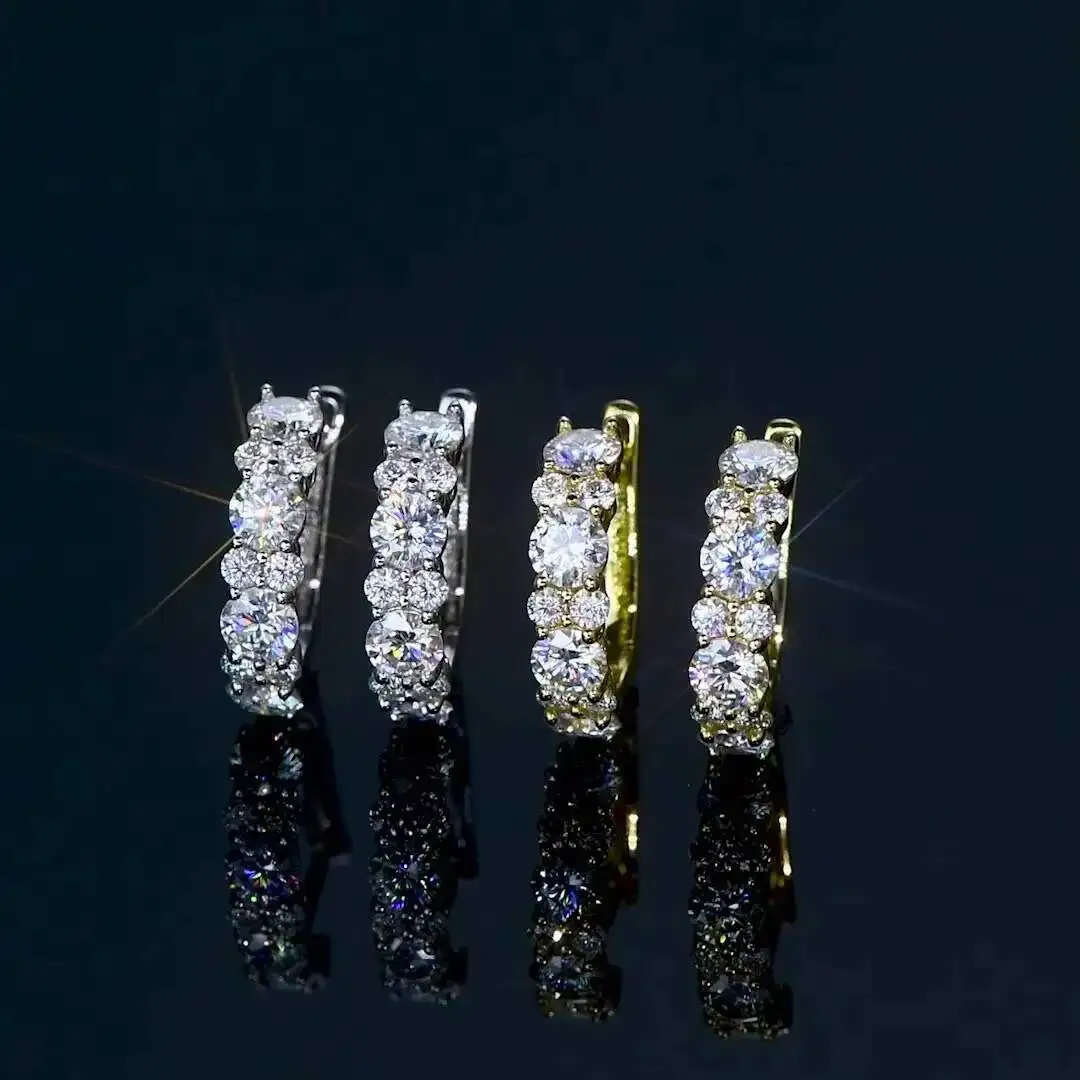 2.76ct D Color VVS1 Clarity Brilliant Round Cut Moissanite Lab Grown Diamond Earrings 925 Sterling Silver Earrings for Women