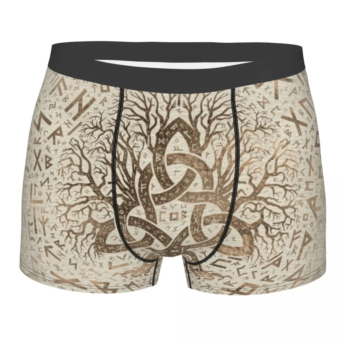 Bóxer de árbol de la vida con Triquetra Futhark, calzoncillos dorados Pastel, bragas vikingas, ropa interior nórdica Yggdrasil, novedad