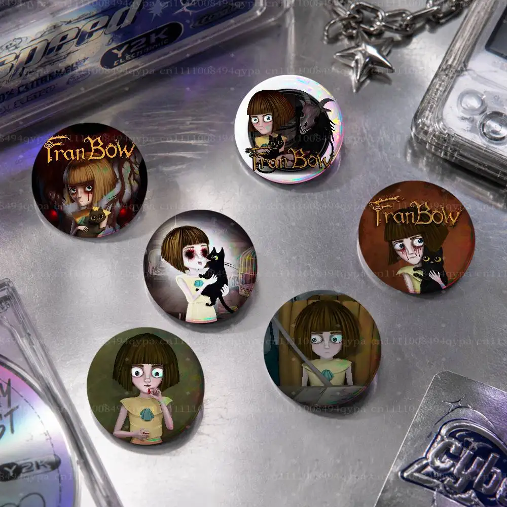 F-Fran Bow Mr Midnight Pin Buttons Round Badge for Clothes Bags Hats Pins Accessories Backpacks Tote Bags Outfit Decor