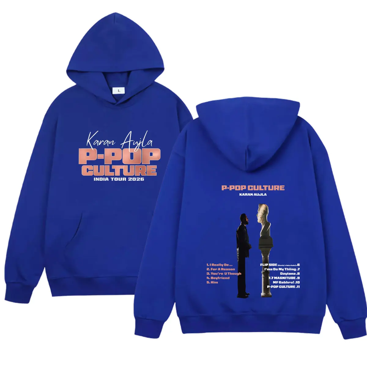 Rapper Karan Aujla 2026 P-POP Culture Tour Hoodie Men Double Sided Print Spring Autumn Hot Sale Punk Sweatshirt Unisex Teenagers