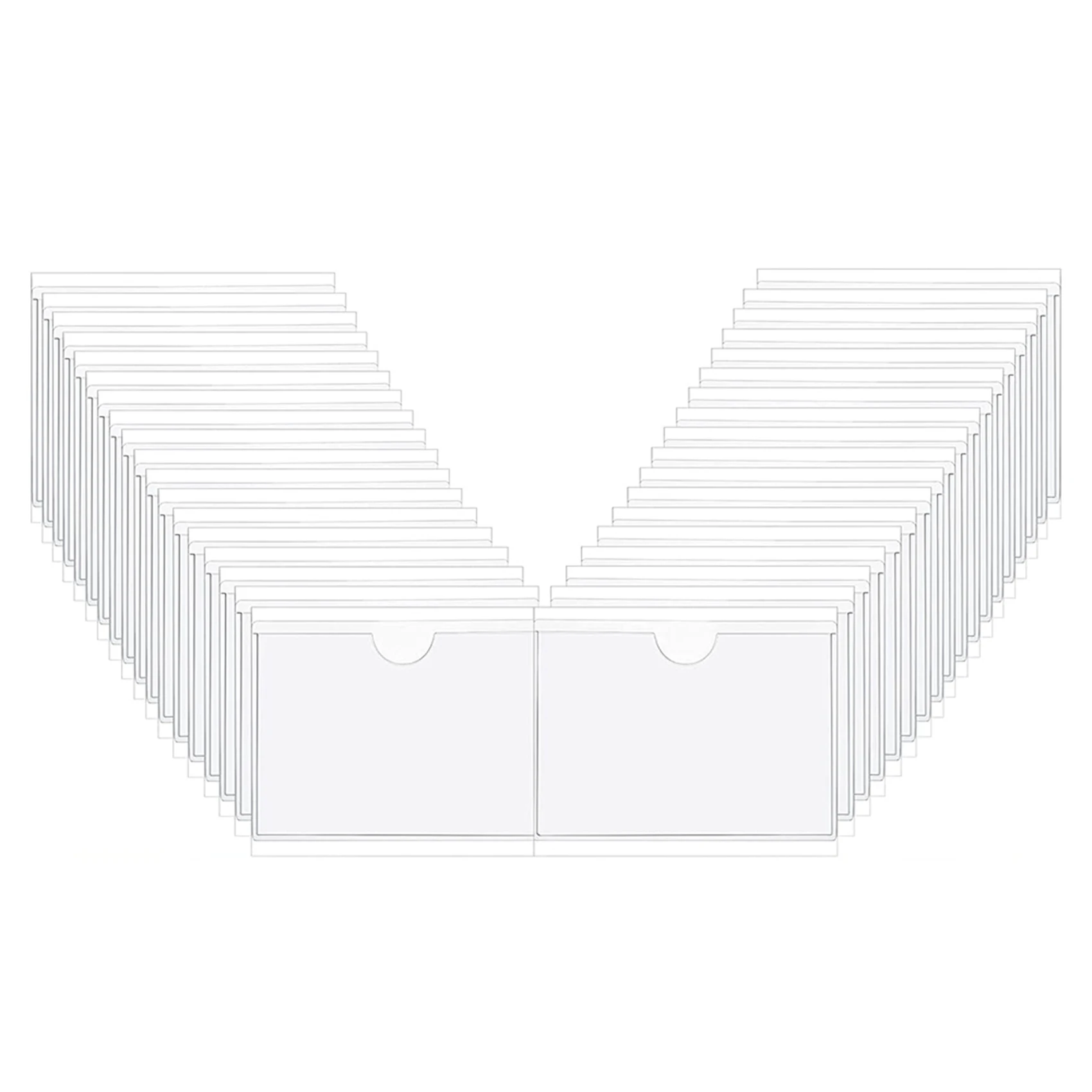 72Pcs Self-Adhesive Label Card Holder Index Pockets Holder 6X8.5Cm Clear Plastic Card Holder Adhesive Label Holder-Y18A