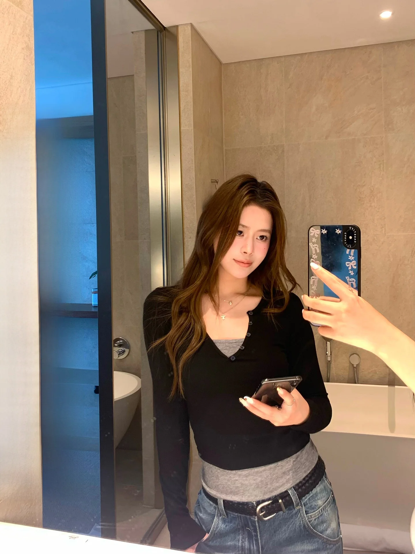 

TeeH Silk Wool Knitted Casual Long Sve Top Women's Spring Simple Sle Fake Two-Piece Comfortable Breathable V-Ne T-irt