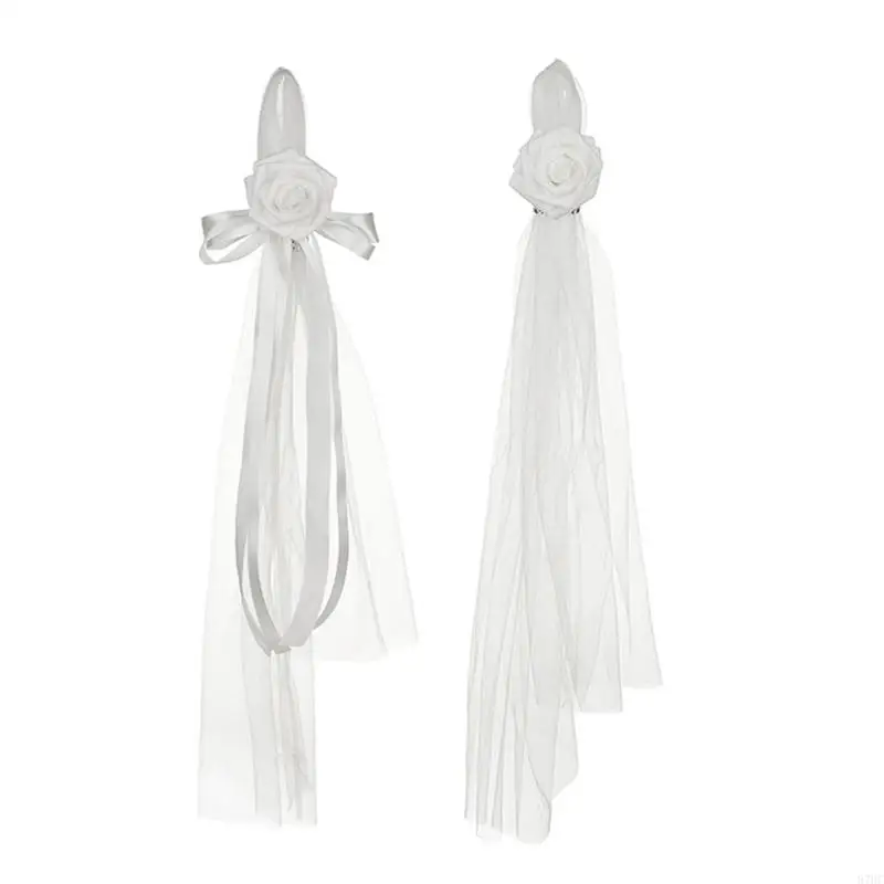 

87HC 10lots Long Draping Chair Flowers Butterfly Tulle Wedding Chair Flowers