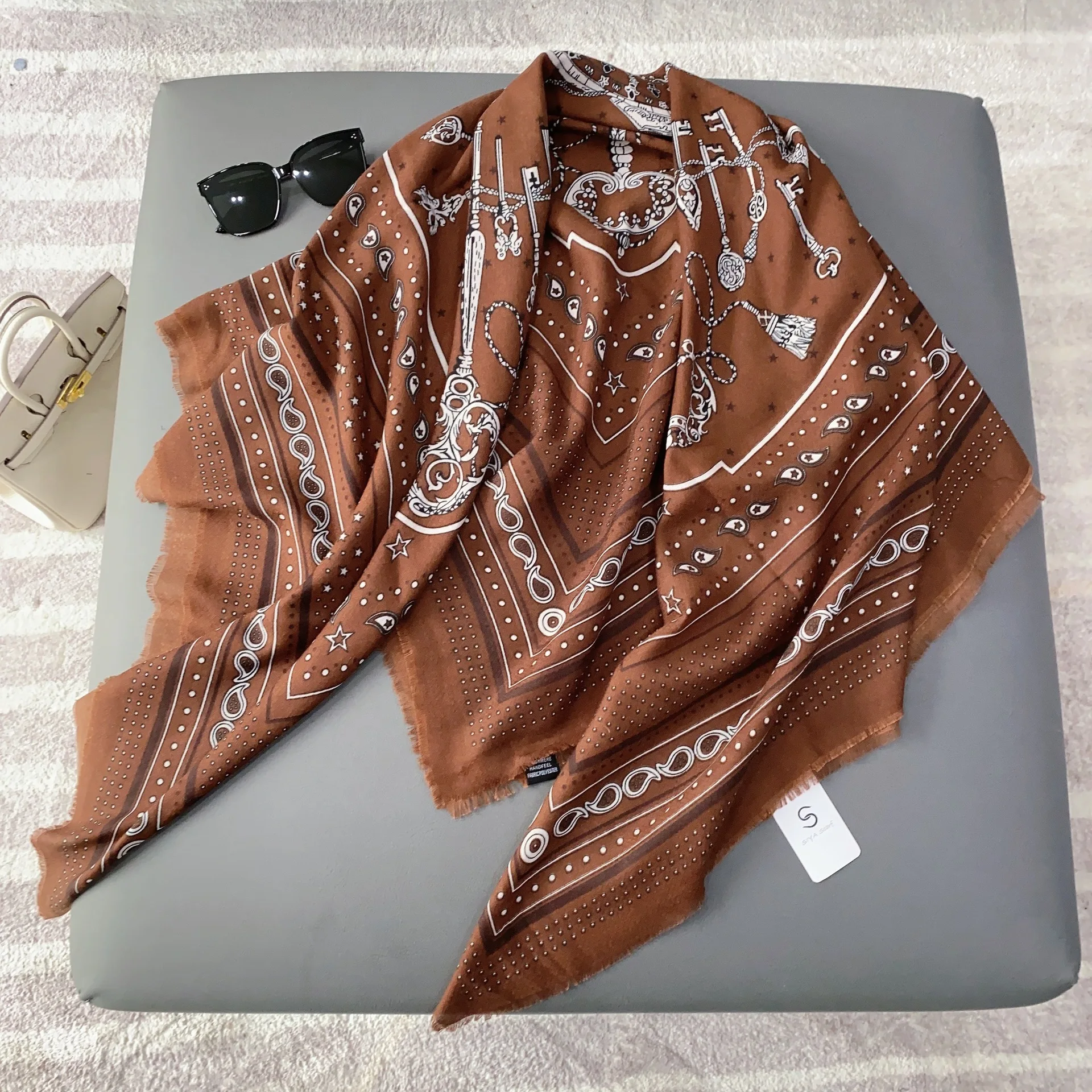 2024 New Winter Tassels Scarf Big Cashmere bag head hair Scarves Women Wraps Luxury Print Keep Warm Cape Stole Blanket 130