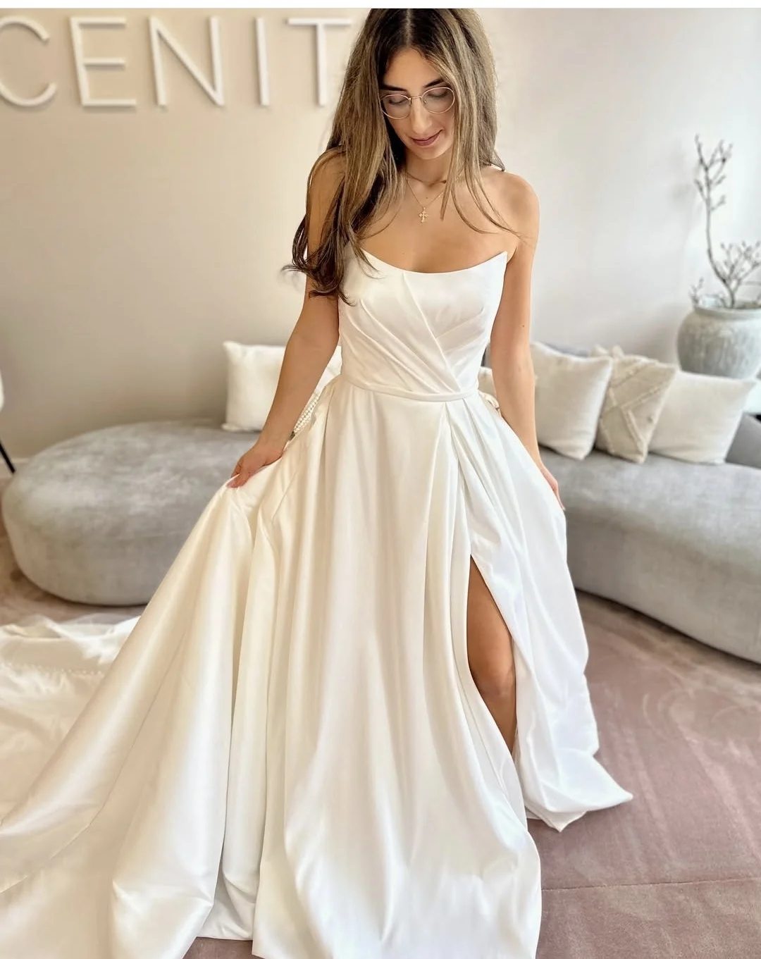 Sweetheart A-Line Floor length  Wedding Dress Side Slit For Women 2025 Backless Court Train Customize To Measures Robe 2025