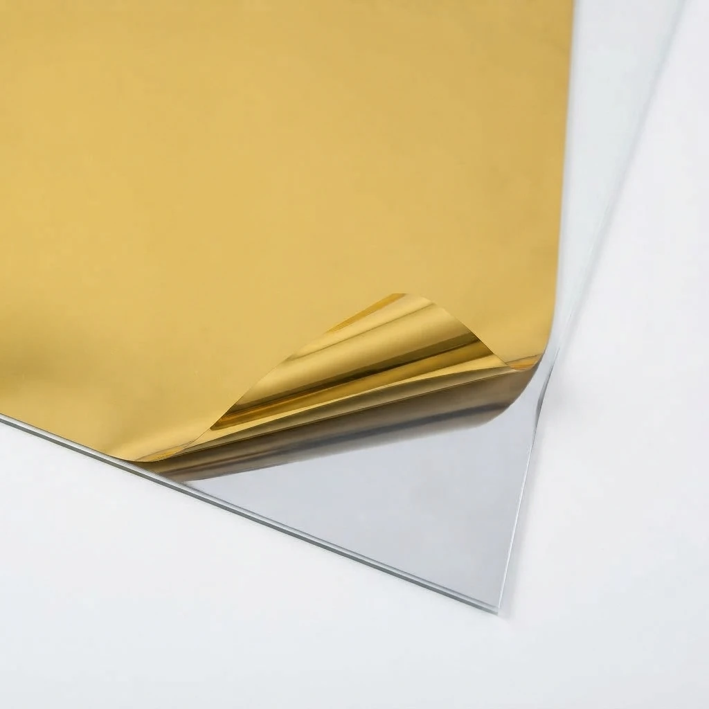 Gold-Silver Static Cling Window Film One Way Mirror No Glue Heat Control Anti UV Privacy Glass Sticker for Home Window Tint