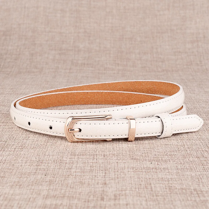 

1.4cm Slim And Narrow Leather Buckle Waist Belt New Fashionable Women's Travel Shopping High-Quality Glossy White Waist Belt