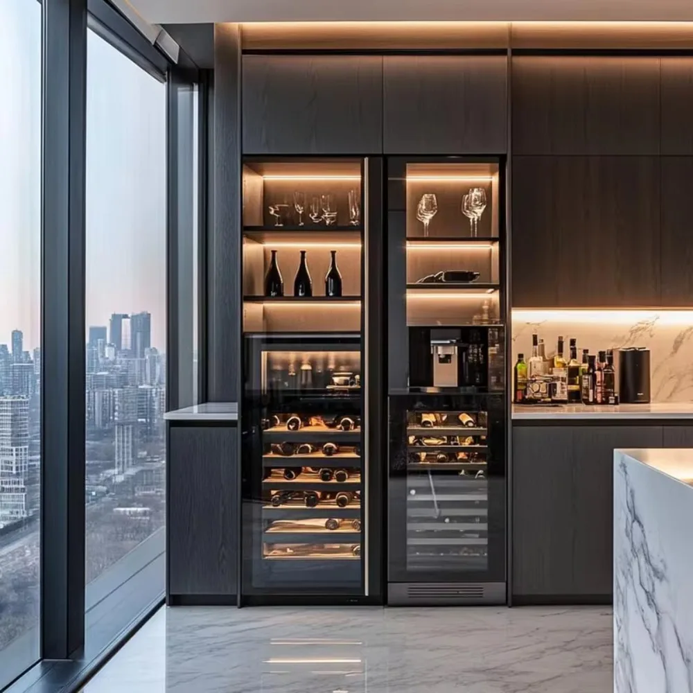 ضاغط ثلاجة النبيذ الفاخر القائم بذاته المخصص، خزائن تبريد ذكية قابلة للتمديد لغرفة المعيشة والأثاث المنزلي