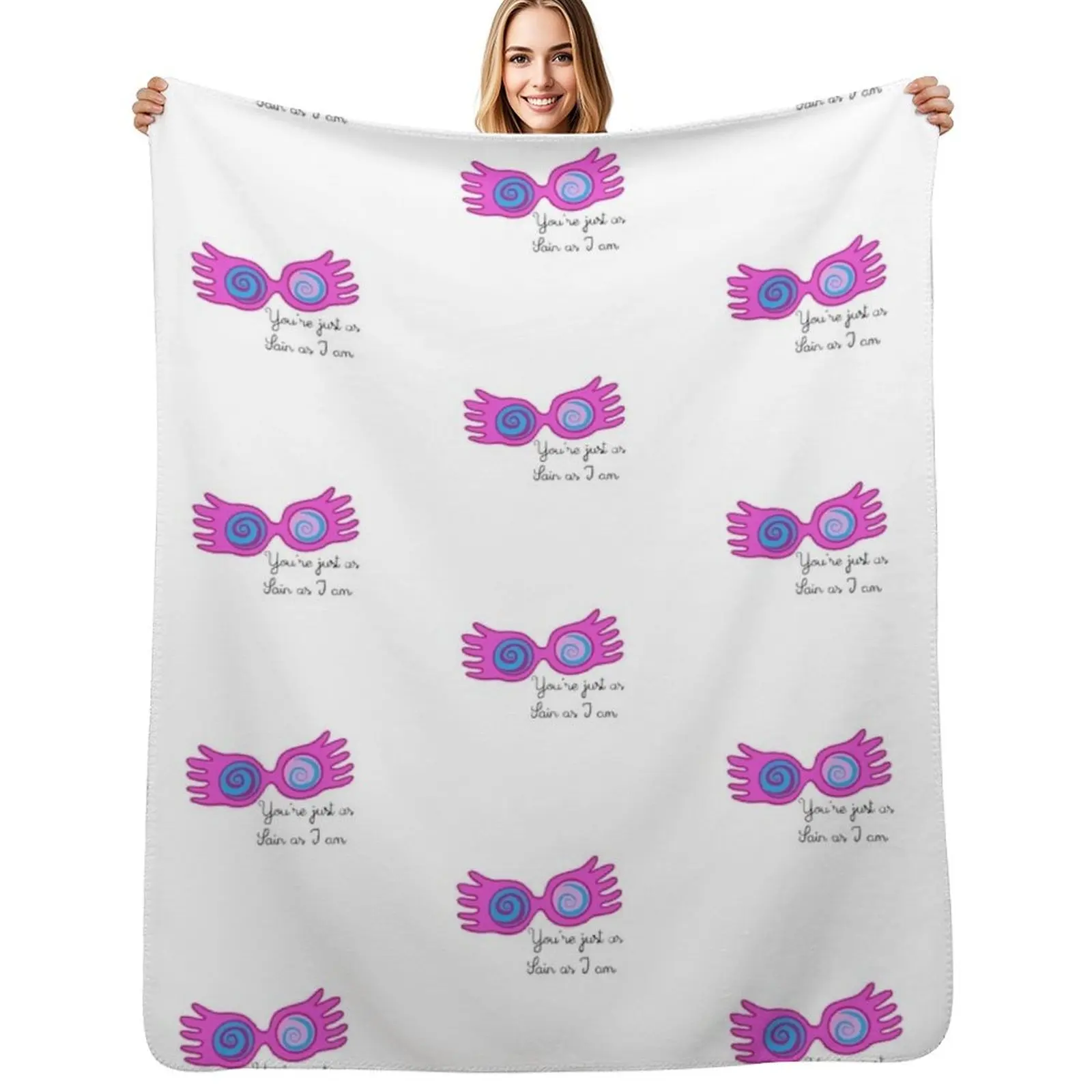 Manta decorativa con diseño de gafas de Luna Lovegood, para sofá cama, colcha de picnic moderna, mantas retro para sofás