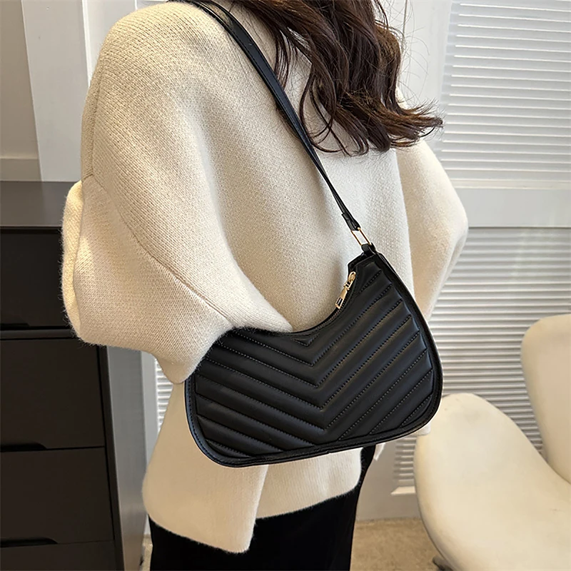 Solid Color Female Bags For Women Trend Pu Leather Underarm Handbags Travel Women's Bag Tote Shoulder Messenger