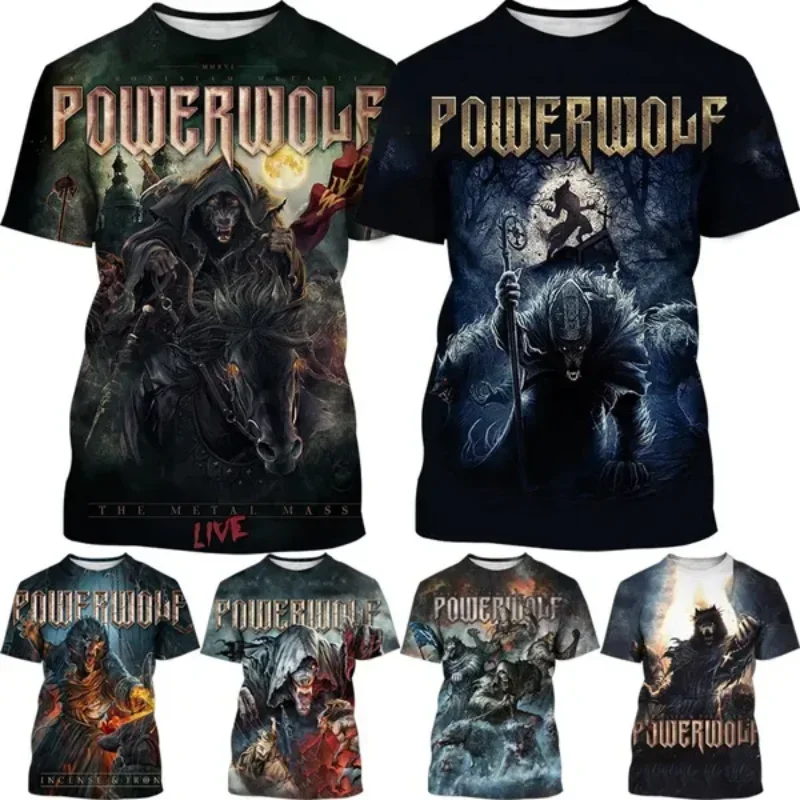 Fashion Men Clothing New Power Metal Band 3D Print T-shirt Personalized Powerwolf Harajuku Street Unisex Oversized T Shirt Tops