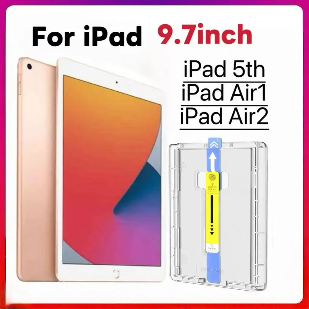 Tempered Glass Screen Protector for iPad 5 6th Air Air2 Pro 9.7Inch with Auto Dust Removal