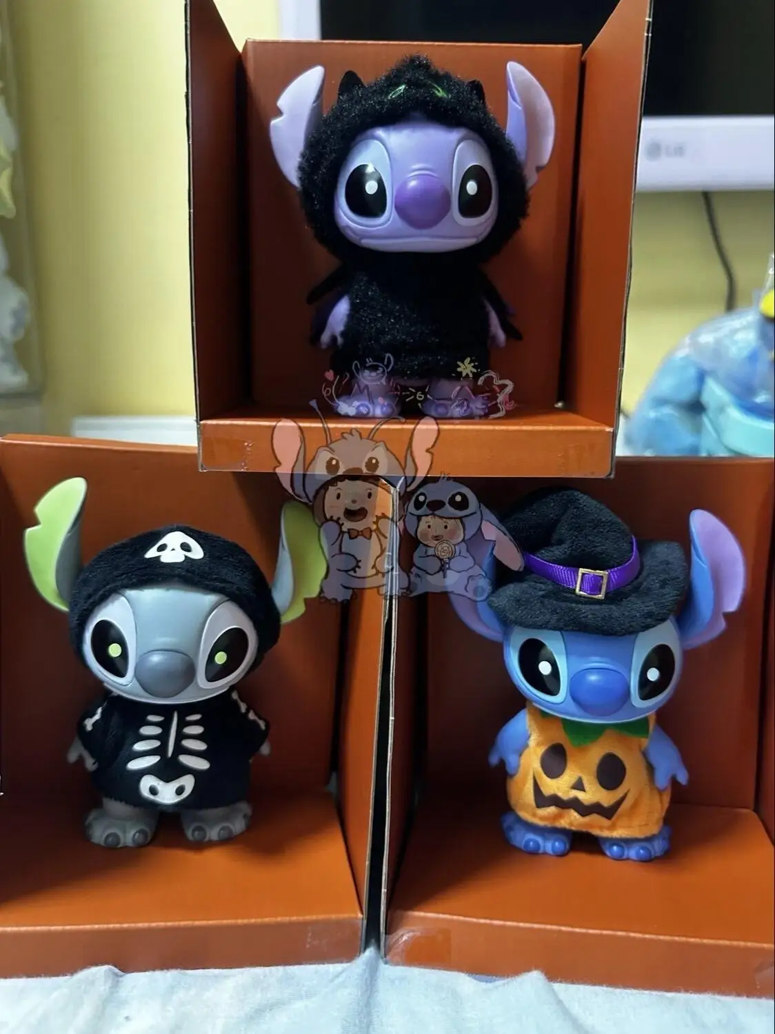 

original Enesco Stitch Trick Anime Action Figure Toys Pumpkin Wizard Luminous Skeleton Stitch Figurines Halloween Gift Christmas