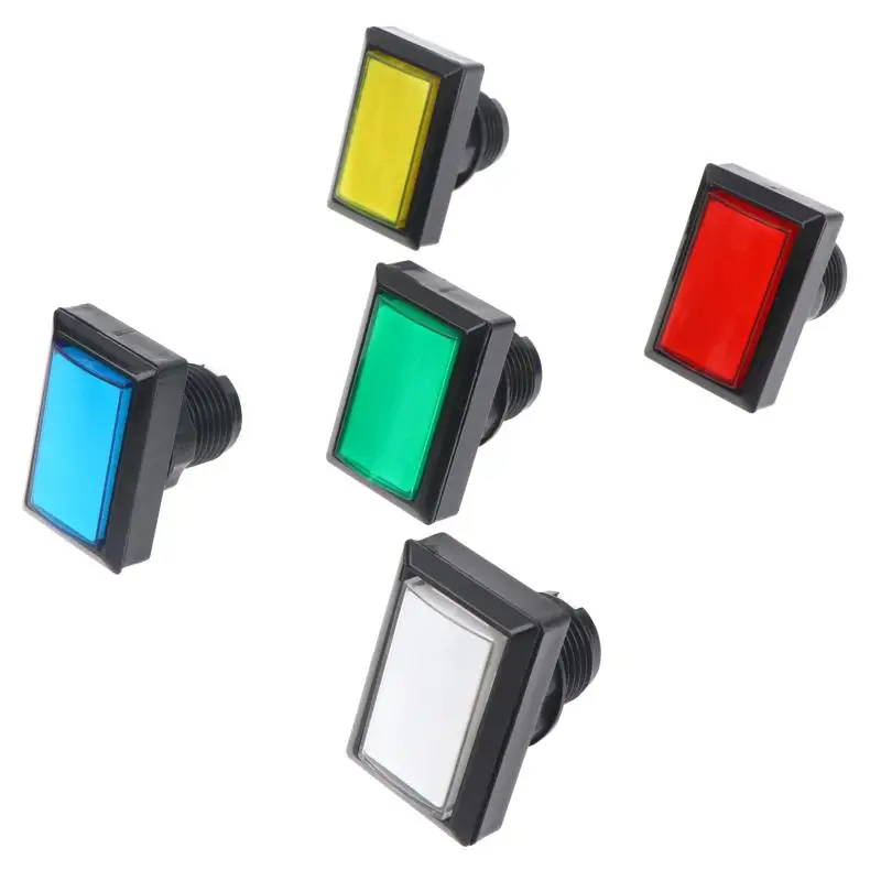 5Sets Arcade Rectangular Push Button LED Illuminated Rectangular Square 12V Light Microswitch For Arcade Machine Video Game Slo