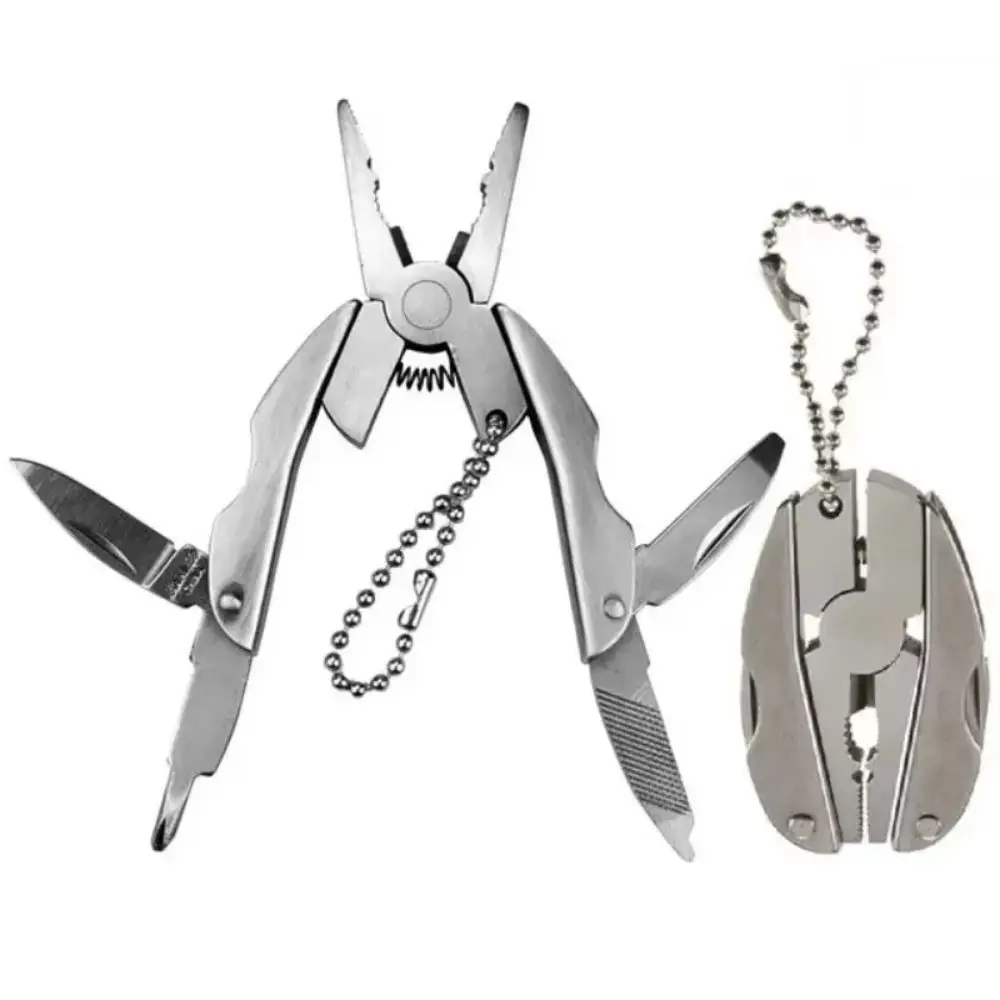 Foldable Portable Multitool Pliers Keychain with Lanyard Stainless Steel Screwdriver Durable Compact Turtle Back Pliers Hiking