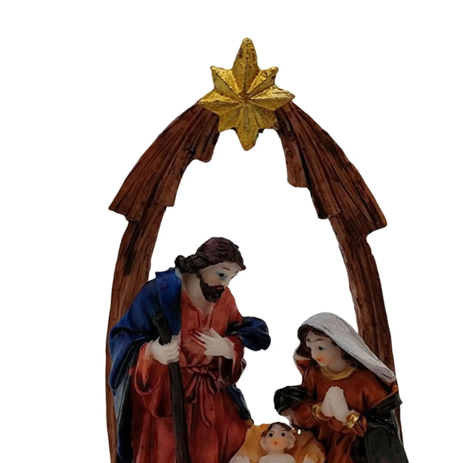 Nativity Figurine Hand Painted Virgin Mary Statues Spiritual Resin for Home