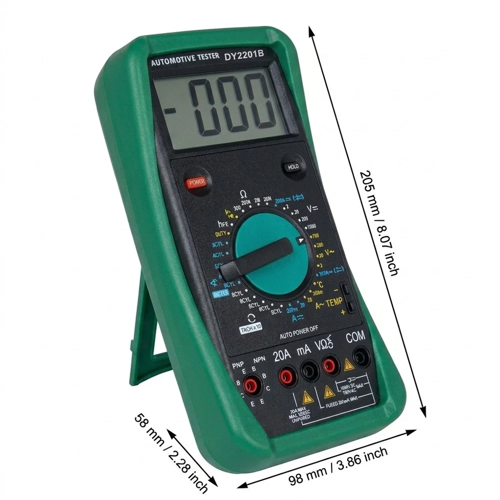 DY2201B Portable Digital Multimeter for Automotive Diagnostics Including Battery Testing and Wiring Inspection