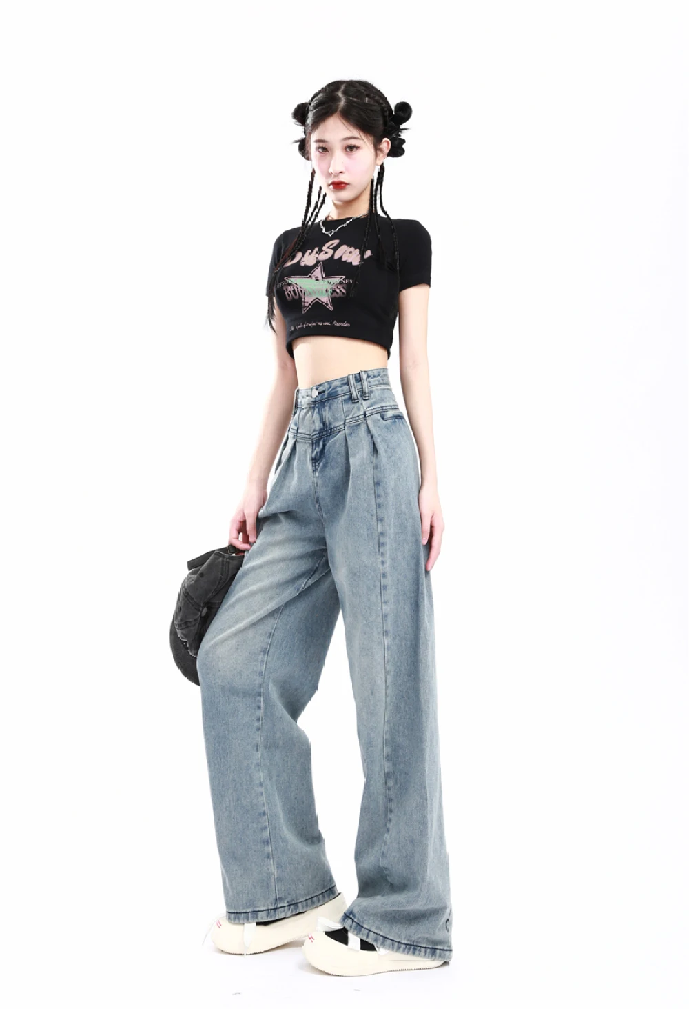 Solid Baggy Jeans Y2k Women Autumn New High Waist Wide Leg Jeans Pants Woman Korean Fashion Clothes Women Straight Trousers