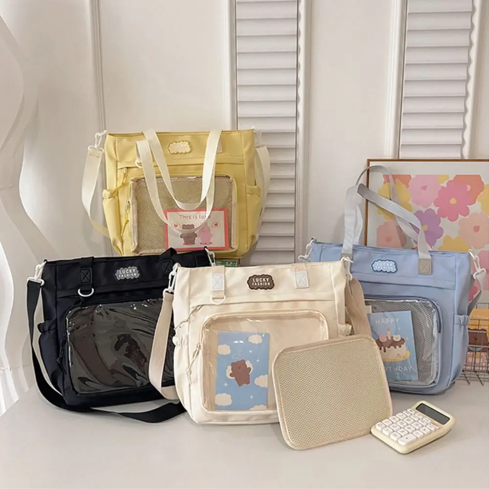

Zipper Itabag Large Capacity Multipurpose Transparent Pocket Handbag Uniform Bag Idol Merchandise Storage Canvas Shoulder Bag