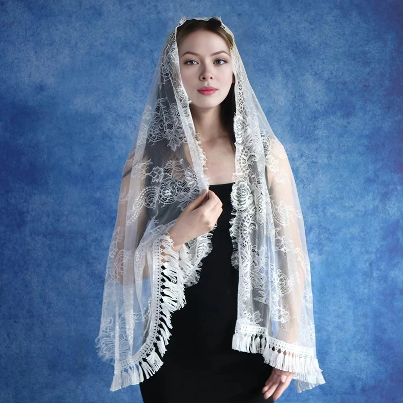 

Lace Catholic Veils For Church Black Latin Mass Christian Chapel Veils Muslim Head Covering Spanish Shawel Wedding Bridal Veil